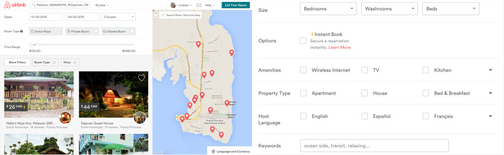 By clicking on More Filters in the left screen, you'll be taken to the options on the right screen to make your stay perfect for you!