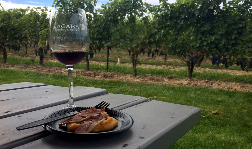 Glass of Wine & A Sampling of Duck at Kacaba Vineyards, one of the Great Vineland Wineries! :: I've Been Bit! Travel Blog