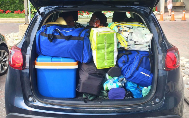 Trunk of Crossover Vehicle Stuffed with Camping Music Festival Gear :: I've Been Bit! Travel Blog