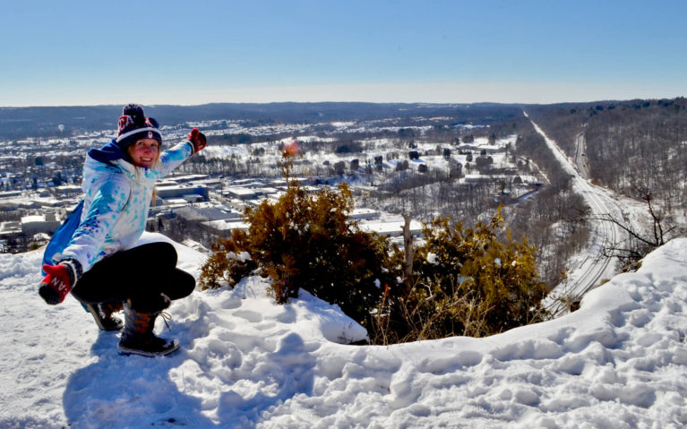 Lindsay Posing at the Top of Dundas Peak in the Winter :: I've Been Bit! Travel Blog