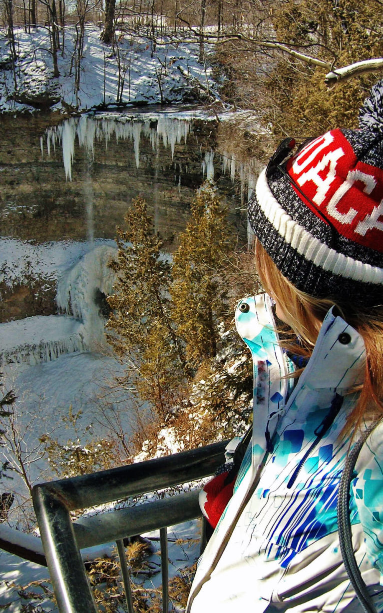 Lindsay On the Viewing Platform Overlooking a Frozen Tews Falls :: I've Been Bit! Travel Blog
