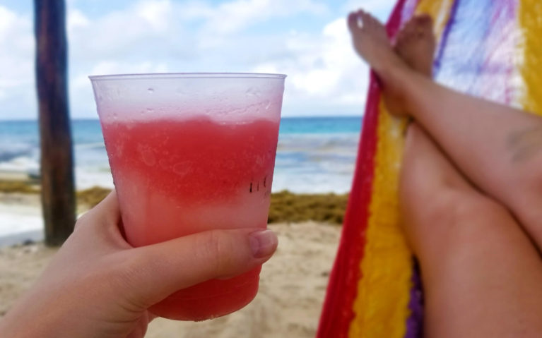Drink on a beach in Cozumel, Mexico :: I've Been Bit! A Travel Blog