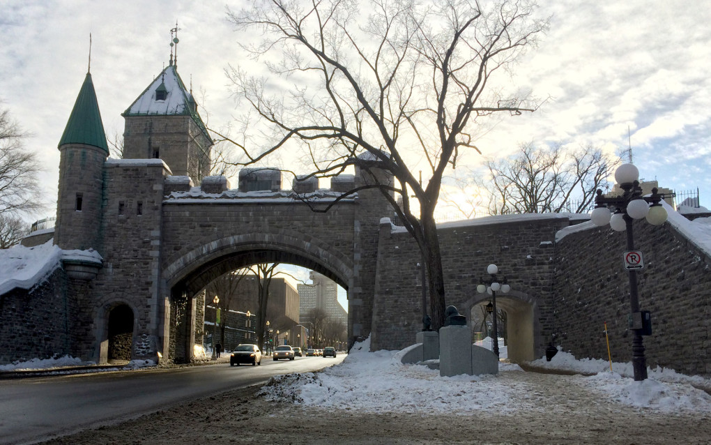 Winter view of the Quebec Fortifications as you enter the Old Town :: I've Been Bit! Travel Blog