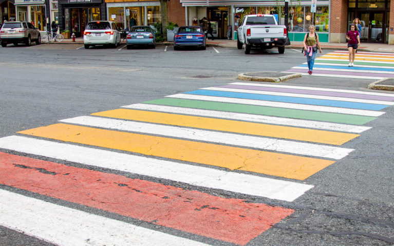 Rainbow Crosswalk in the Heart of Downtown Northampton :: I've Been Bit! Travel Blog