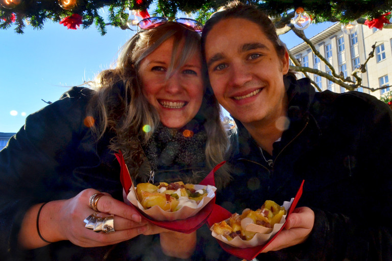 Robin & I enjoying Raclette at at Kassel Weihnachtsmarkt - A Fairy Tale German Christmas Market :: I've Been Bit! A Travel Blog