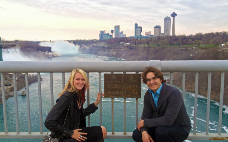 Straddling Niagara Falls American Side and Niagara Falls Canadian Side :: I've Been Bit! A Travel Blog 
