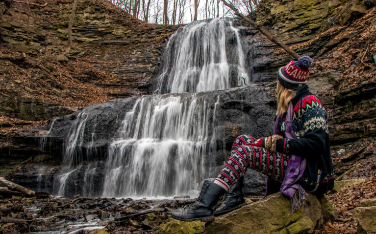 Me with Sherman Falls, Late Autumn :: I've Been Bit! A Travel Blog