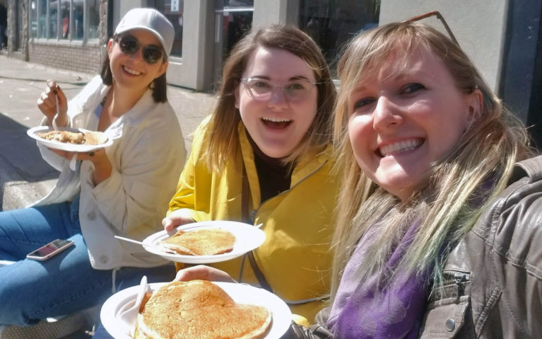 Lindsay Enjoying Maple Pancakes with Friends :: I've Been Bit! Travel Blog