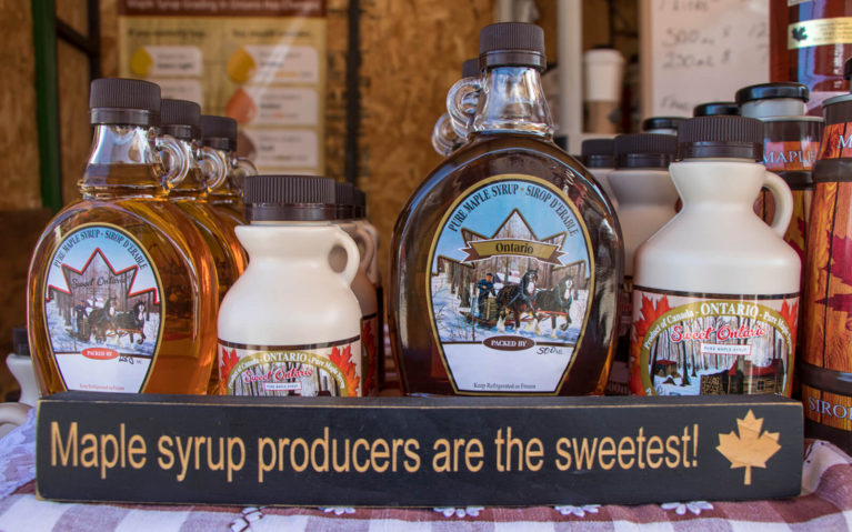 Maple Syrup Jars at One of the Maple Syrup Festivals in Ontario :: I've Been Bit! Travel Blog