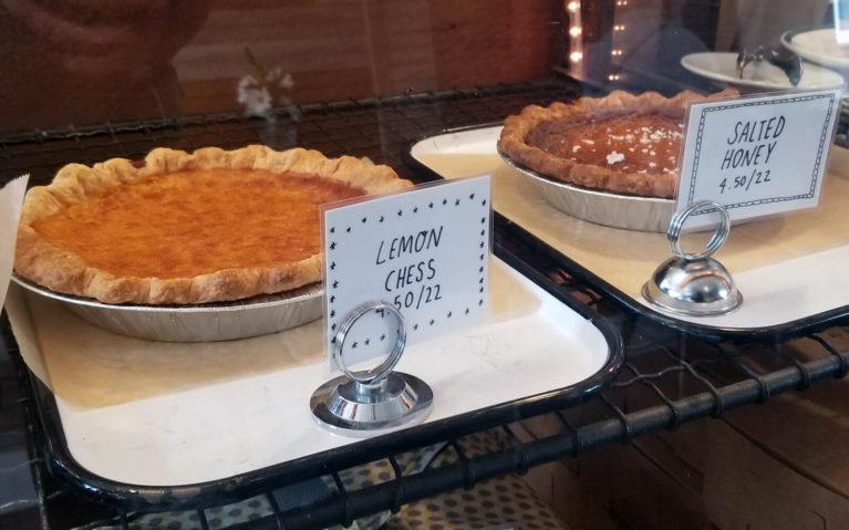 Lemon Chess and Salted Honey Pies in Display Case :: I've Been Bit! Travel Blog
