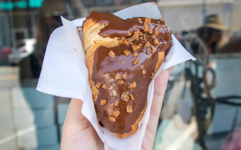 Chocolate Covered Scone In Front of The Paris Bakery :: I've Been Bit! Travel Blog