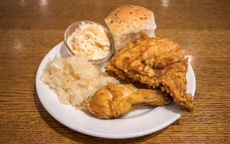 Small Portion Broasted Chicken Dinner with Sauerkraut and Coleslaw at Anna Mae's in Millbank, Perth County :: I've Been Bit! Travel Blog