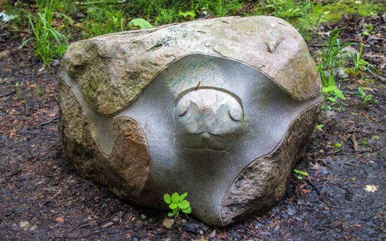 Turtle Sculpture Along the Kagawong River, Part of the Billings Connection Trail :: I've Been Bit! Travel Blog