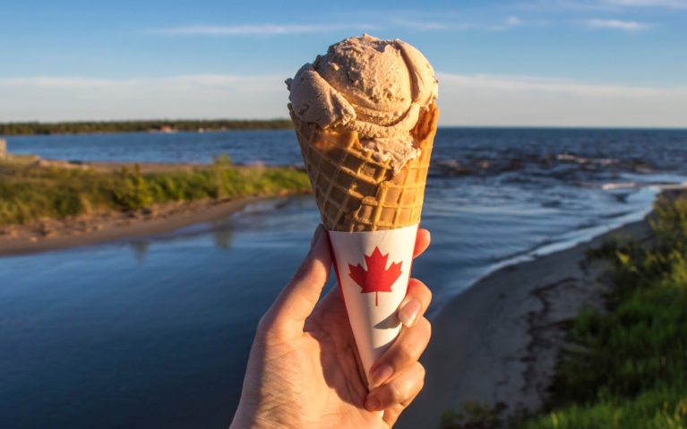 Ice Cream From Huron Island Time in Front of the Beach at Providence Bay on Manitoulin Island :: I've Been Bit! Travel Blog