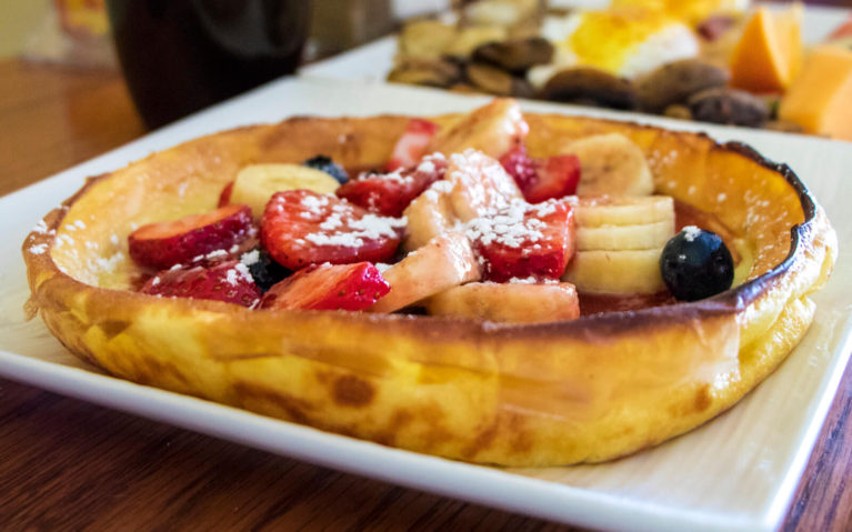Dutch Pancake with Strawberries, Bananas and Blueberries on Top at J's Amazing Breakfast, a Wiarton Restaurant :: I've Been Bit! Travel Blog