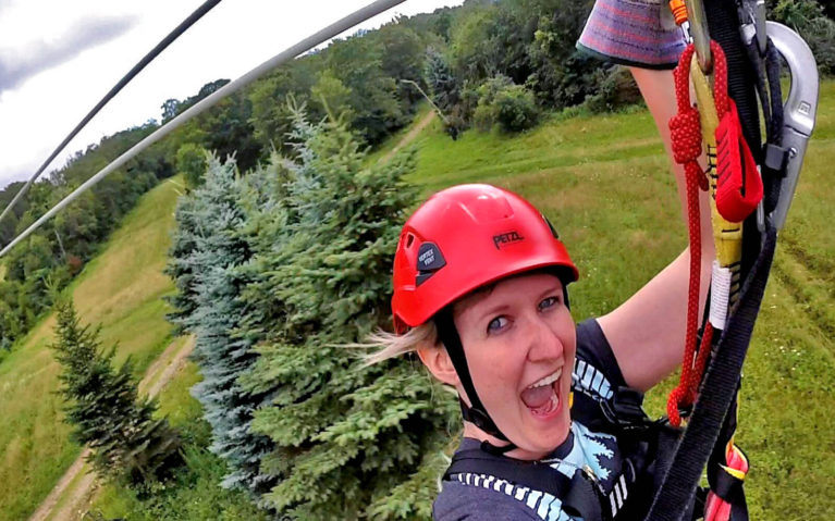 Lindsay Riding the Laurel Ridgeline Zipline :: I've Been Bit! Travel Blog