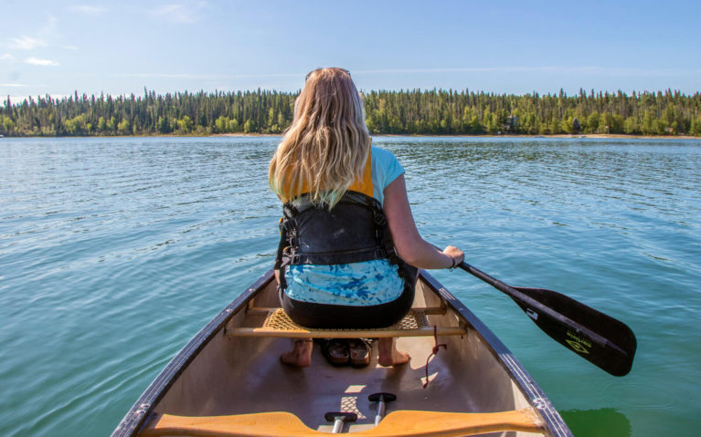 Lindsay Canoeing on Pine Lake in Wood Buffalo National Park :: I've Been Bit! Travel Blog