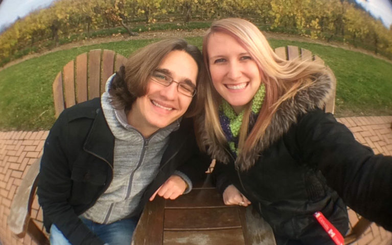 Robin and Lindsay Selfie in Front of Vines at Inniskillin :: I've Been Bit! Travel Blog