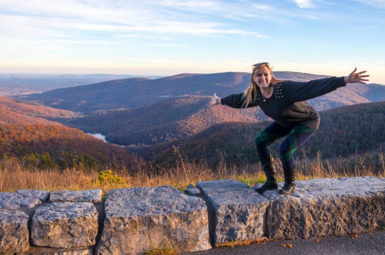 Lindsay Standing With Arms Outstretched at One of the Vistas in Shenandoah National Park :: I've Been Bit! Travel Blog