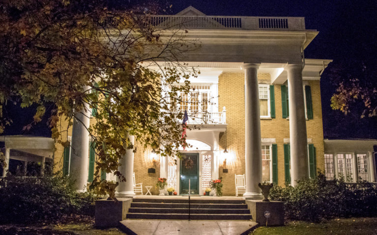Outside of the Trinkle Mansion Bed and Breakfast at Nighttime :: I've Been Bit! Travel Blog