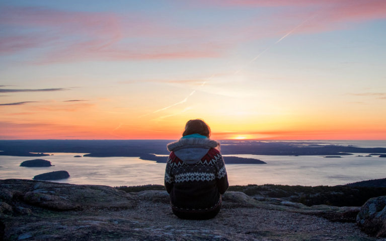 Lindsay Watching the Sunrise in Acadian National Park in Maine, USA :: I've Been Bit! Travel Blog