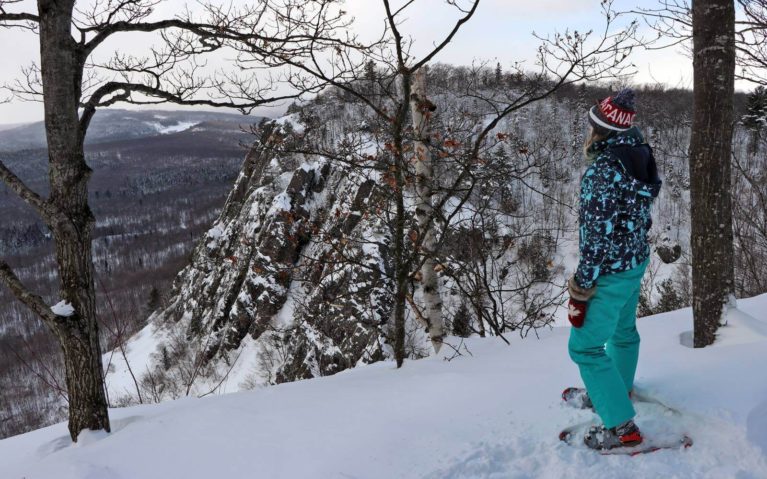 Lindsay Snowshoeing at the Robertson Cliffs Lookout in Sault Ste Marie :: I've Been Bit! Travel Blog