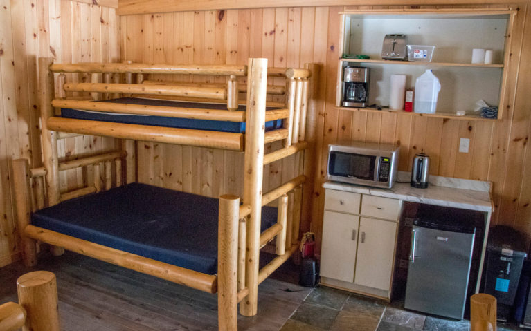 Interior shot of the Cabins in Killarney with a Fridge, Microwave and More! :: I've Been Bit! Travel Blog
