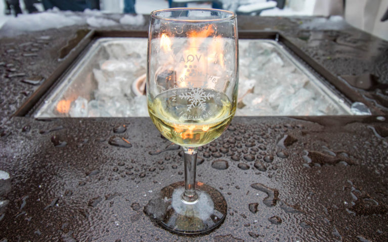 Tasting Glass of Riesling in Front of Fire Place in Niagara-on-the-Lake :: I've Been Bit! Travel Blog