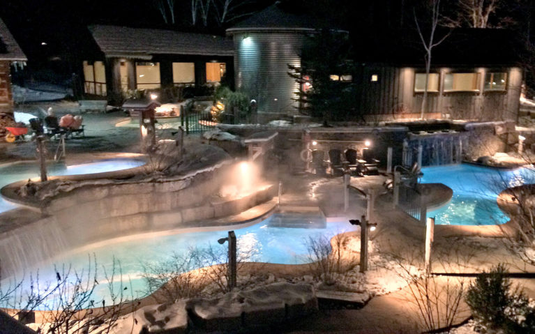View of the Scandinave Spa at Night :: I've Been Bit! Travel Blog