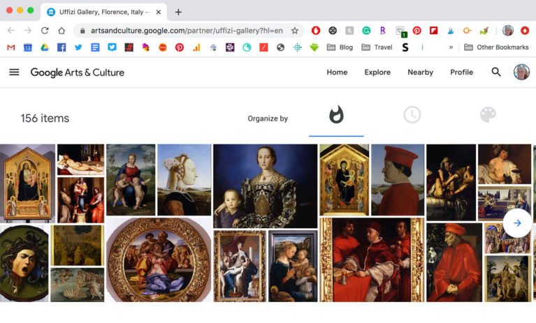 Screenshot of the Uffizi Gallery Virtual Tour Page :: I've Been Bit! Travel Blog