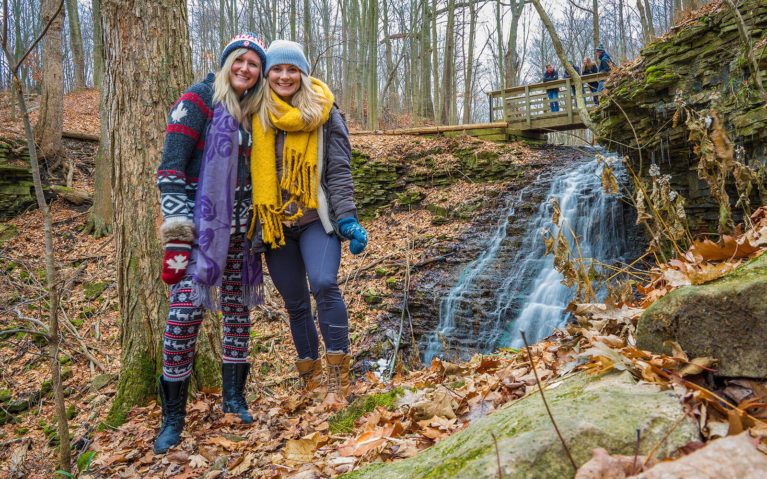 Lindsay and Ashlyn from the Lost Girl's Guide at a Waterfall in Hamilton :: I've Been Bit! Travel Blog
