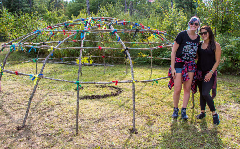 Lindsay and Lindsey With the Start of a Sweat Lodge at the Batchewana First Nation Pow Wow :: I've Been Bit! Travel Blog