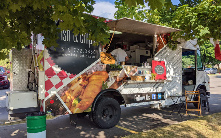 White Ish & Chips Food Truck with Photo of Fish and Chips on It :: I've Been Bit! Travel Blog