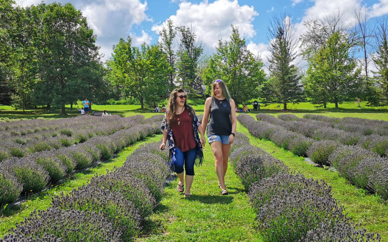 Lindsay and Steph Walking Through An Ontario Lavender Farm :: I've Been Bit! Travel Blog