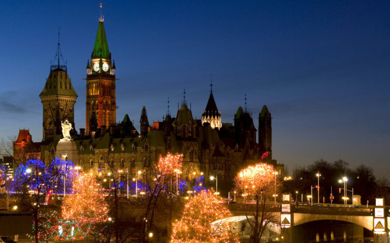 The Parliament Buildings in Ottawa Surrounded by Christmas Lights :: I've Been Bit! Travel Blog