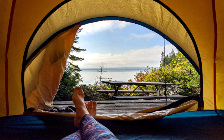 View From the Tent of a Campsite on Flowerpot Island