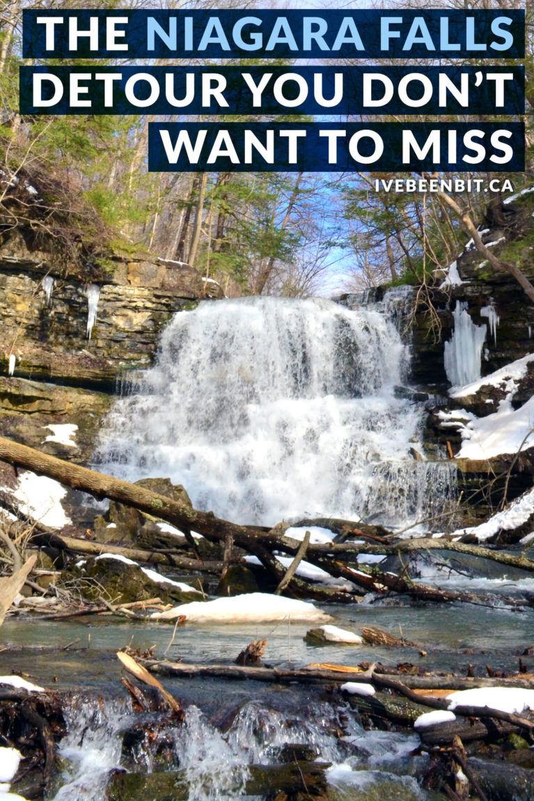 Heading to Niagara Falls? Why not hit another waterfall on your way? DeCew Falls is a detour you definitely don't want to miss! Waterfalls in Niagara Ontario Canada. Ontario waterfalls. Ontario hiking trails. Waterfall hikes in Ontario. | #Travel #Canada #Ontario #NiagaraFalls #Waterfalls #Hiking #StCatharines | IveBeenBit.ca