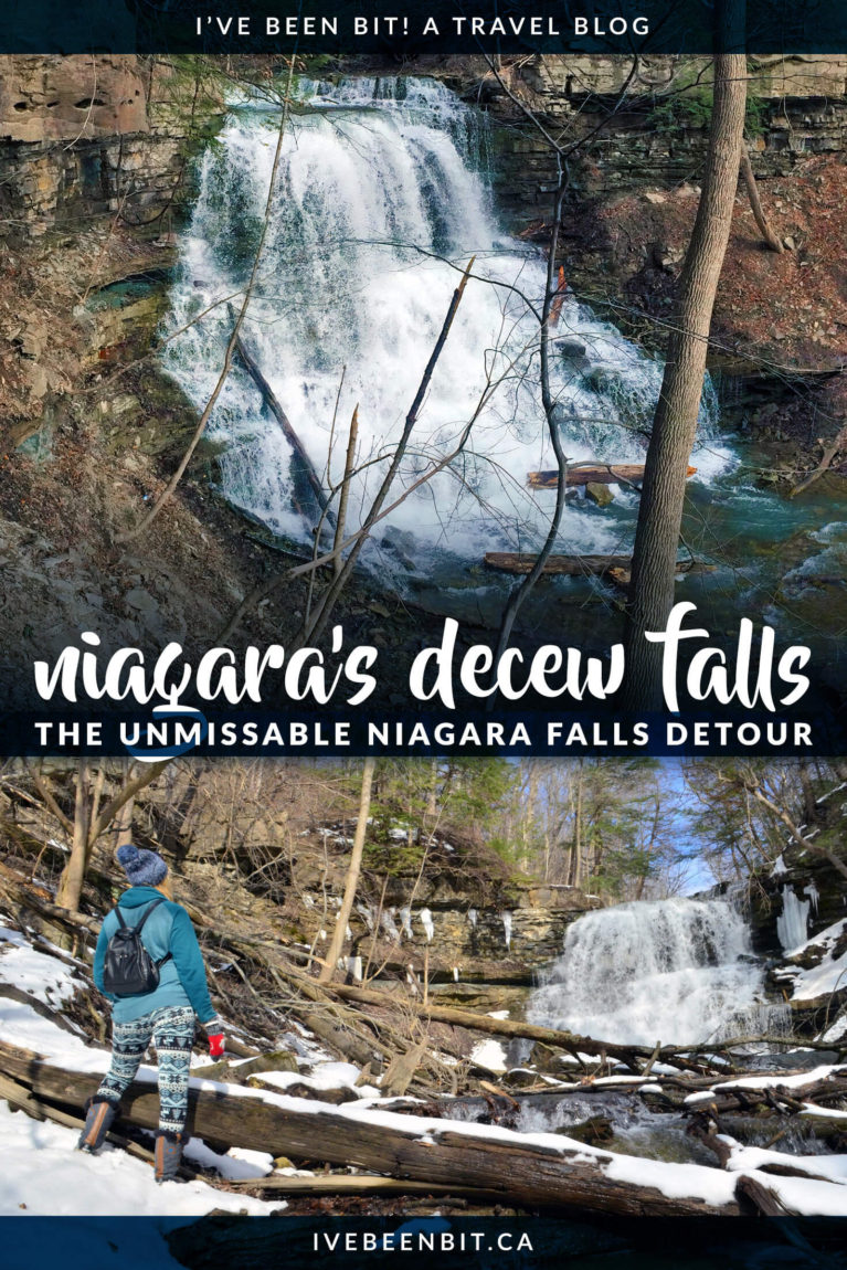 Heading to Niagara Falls? Why not hit another waterfall on your way? DeCew Falls is a detour you definitely don't want to miss! Waterfalls in Niagara Ontario Canada. Ontario waterfalls. Ontario hiking trails. Waterfall hikes in Ontario. | #Travel #Canada #Ontario #NiagaraFalls #Waterfalls #Hiking #StCatharines | IveBeenBit.ca