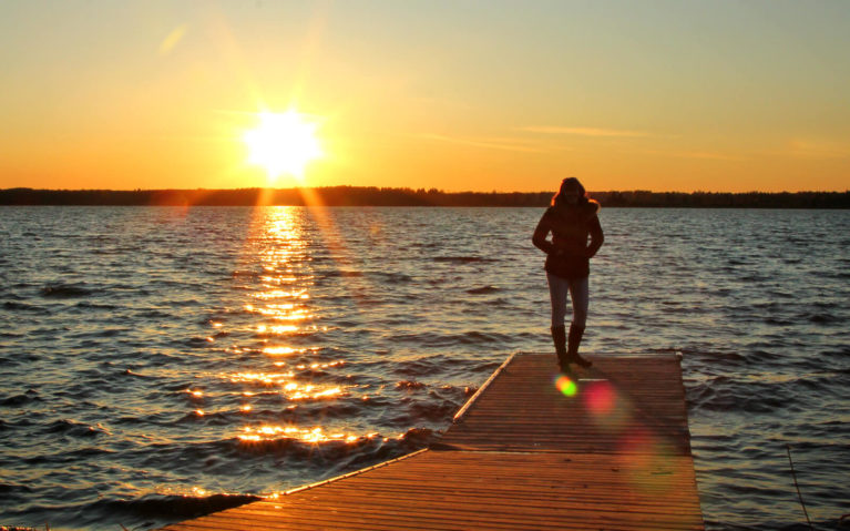Lindsay with the Sunset Over Lake Audy :: I've Been Bit! Travel Blog