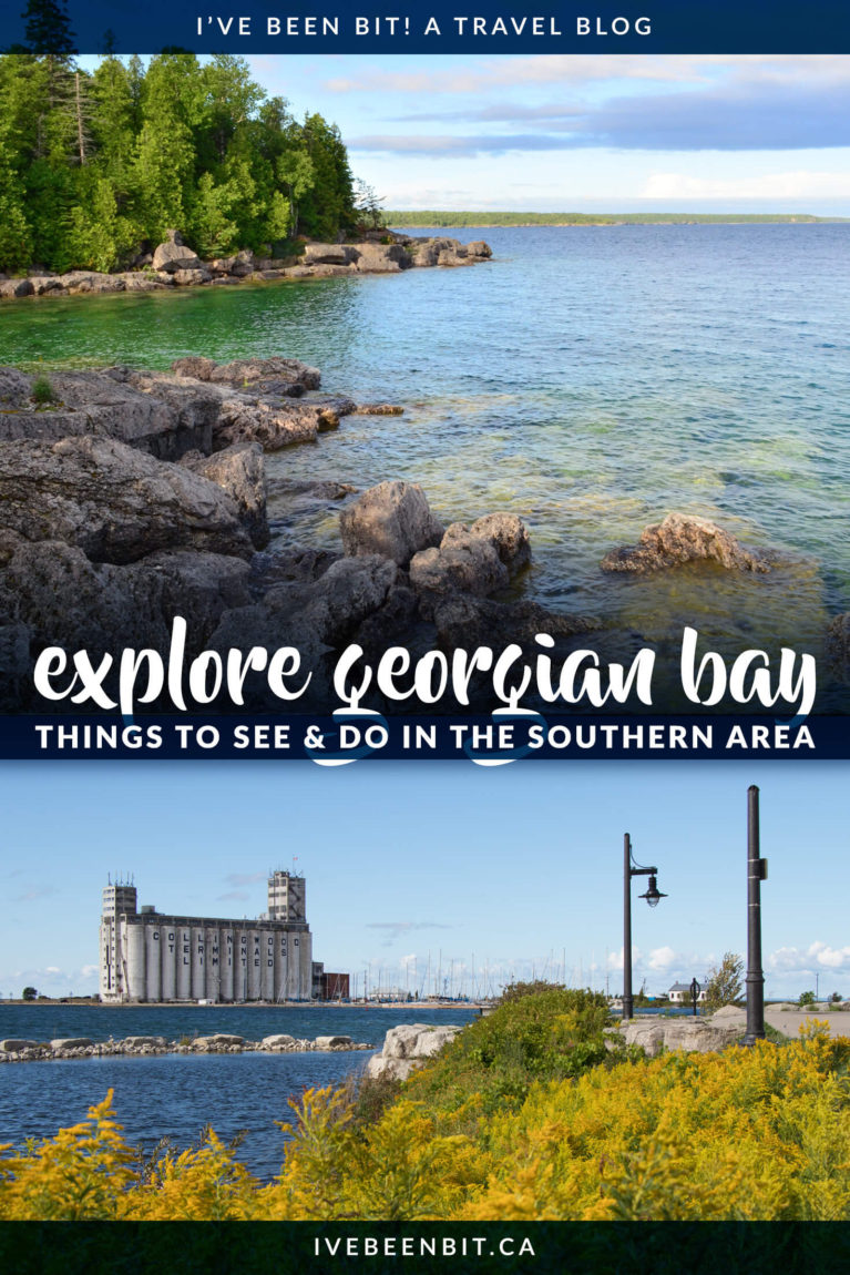 Georgian Bay is home to a number of Ontario gems. From gorgeous Canadian landscapes that'll attract outdoor enthusiasts to delicious craft beer and incredible food everyone will enjoy, there are so many reasons why you need to explore the South Georgian Bay area! Take a look at all these great things to do near Georgian Bay. | #Travel #Canada #Ontario #GeorgianBay | IveBeenBit.ca
