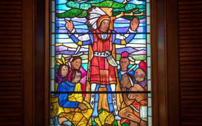 Close Up of One of the Stained Glass Window Panes Inside the Mohawk Chapel :: I've Been Bit! Travel Blog