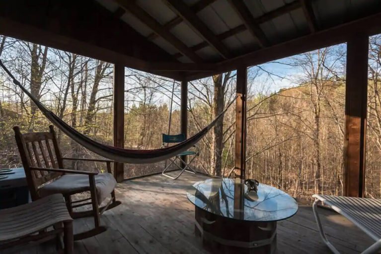 View of Screened In Porch at the Blackstock Treehouse - Image From Airbnb :: I've Been Bit! Travel Blog