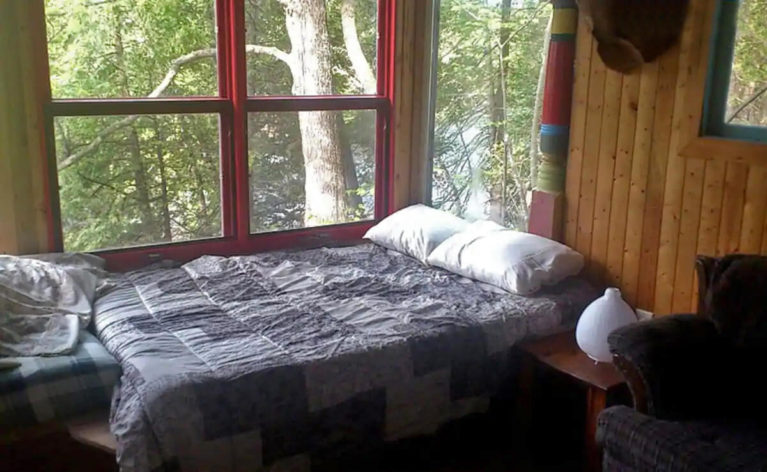 One of the Sleeping Areas in the Lanark County Treehouse - Image from Airbnb :: I've Been Bit! Travel Blog