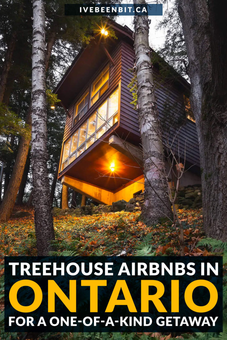 If you're looking for unique Ontario getaway or if staying overnight in a treehouse is on your bucket list, check out these epic treehouse Airbnbs in Ontario! | Weekend Getaway Ideas Ontario | Unique Accommodation in Ontario | Unique Overnight Stays in Ontario | Ontario Treehouse | Glamping in Ontario Canada | Best Airbnb in Ontario | Romantic Airbnb in Ontario | Winter Airbnbs in Ontario | Treehouse Ontario | Treehouses in Canada | #Travel #Treehouse | IveBeenBit.ca