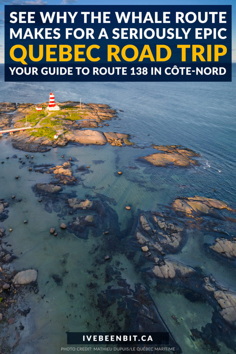 The Quebec Whale Route is one of the most stunning road trips in Canada. See all the stops you need to make in this guide to Route 138 in Cote Nord Quebec! | @quebecmaritime | Quebec Road Trip | Things to Do on a Quebec Road Trip | Road Trip au Quebec | Road Trip Cote Nord Quebec | Canada Road Trip Ideas | Sept Iles Quebec | Tadoussac Baleines | Routes des Baleines au Quebec | #RoadTrip #Quebec #Summer | IveBeenBit.ca