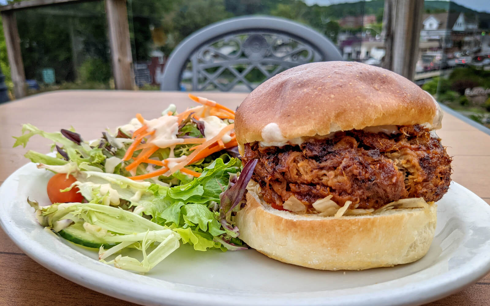 Pulled Pork Sandwich from the Granite Restaurant with a Side Salad :: I've Been Bit! Travel Blog
