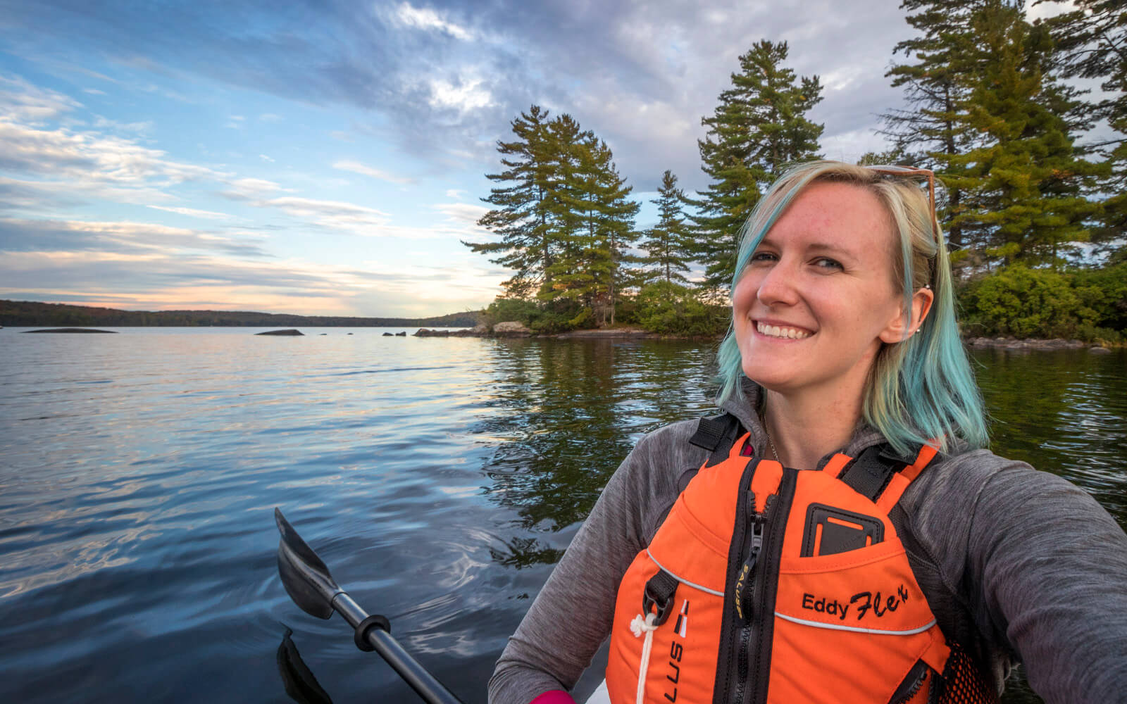 Lindsay In Her Kayak at Golden Hour at Mikisew PP :: I've Been Bit! Travel Blog