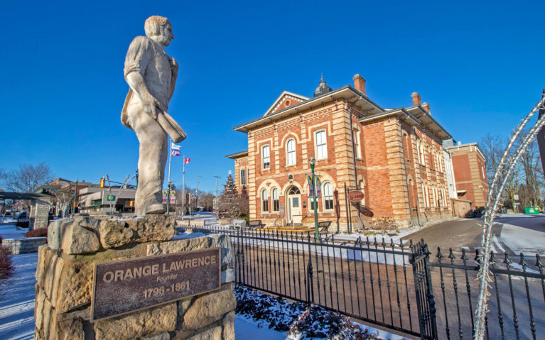 "Founder" Orange Lawrence and the Orangeville Town Hall