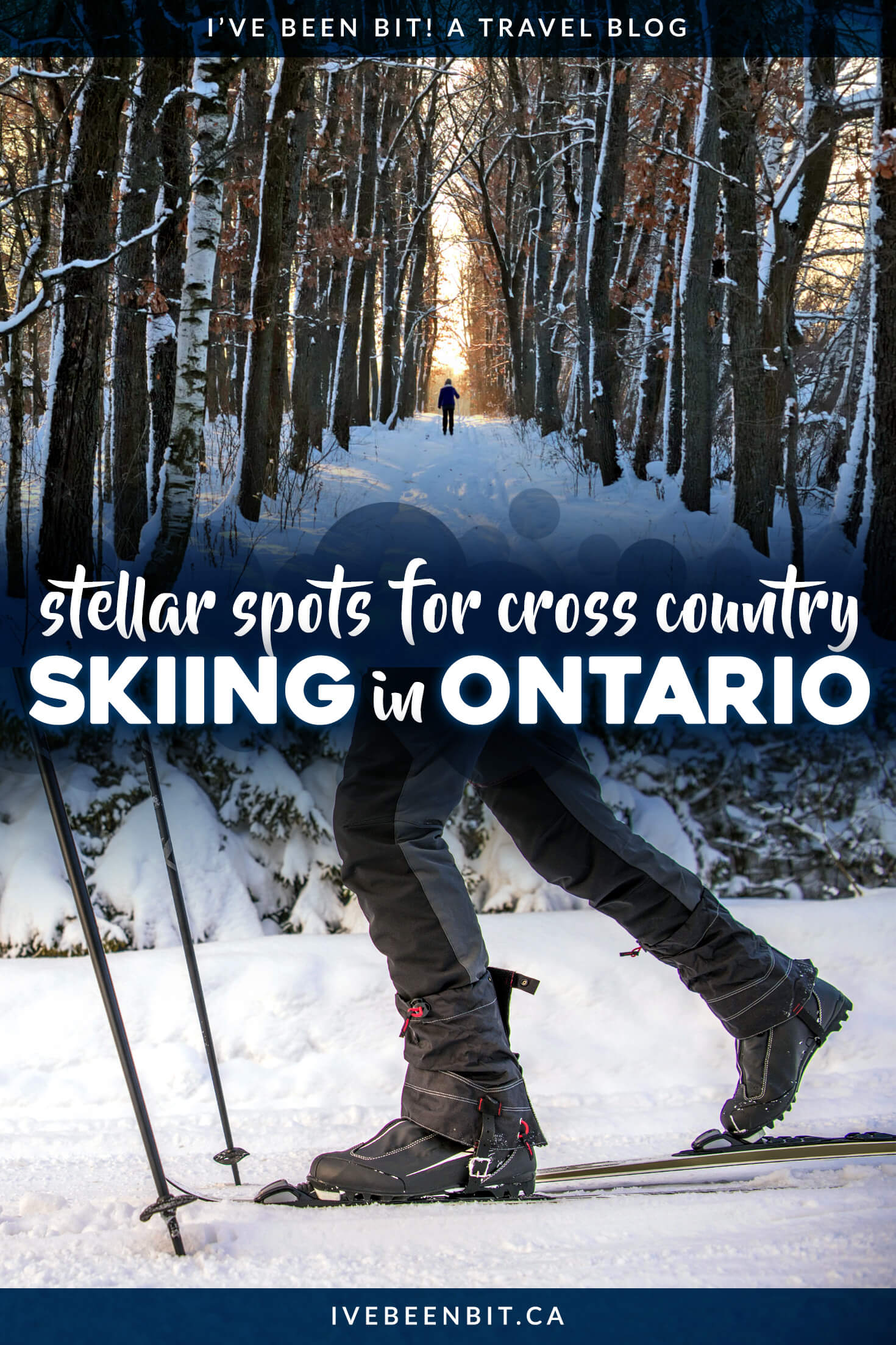 Looking for a way to enjoy winter in Ontario? Give cross country skiing a go! Check out these top spots for cross country skiing in Ontario that are perfect for all skill levels. | Ontario Winter Getaway | Winter Ontario Canada | Ontario Winter Travel | Ontario Skiing Destinations | Winter Travel in Ontario | Northern Ontario Cross Country Skiing | Cross Country Skiing Near Toronto | #Winter #Travel #Skiing #CrossCountrySkiing | IveBeenBit.ca
