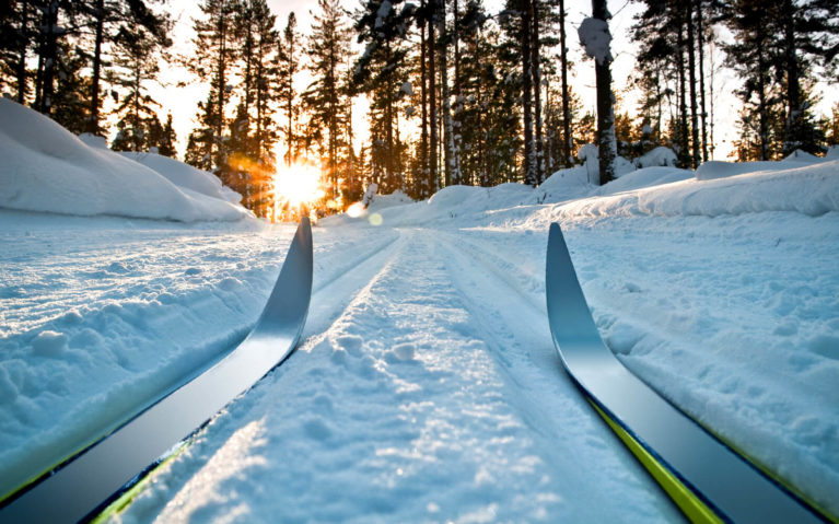 Close Up of Cross Country Skis at Golden Hour :: I've Been Bit! Travel Blog